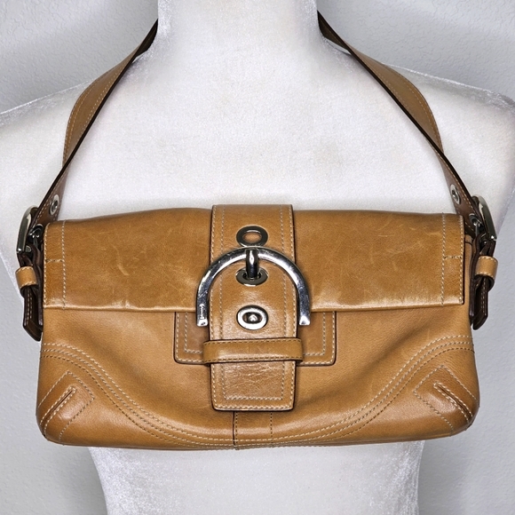 COACH Camel Soho Leather Shoulder Bag L056 8a05 with Scarf and Dustbag - Picture 16 of 16